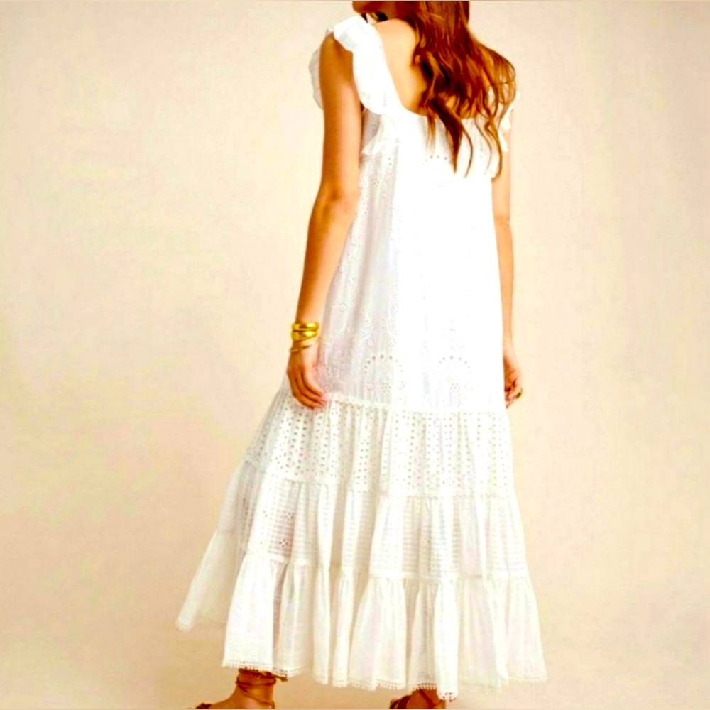 Anthropologie White Eyelet Maxi Dress